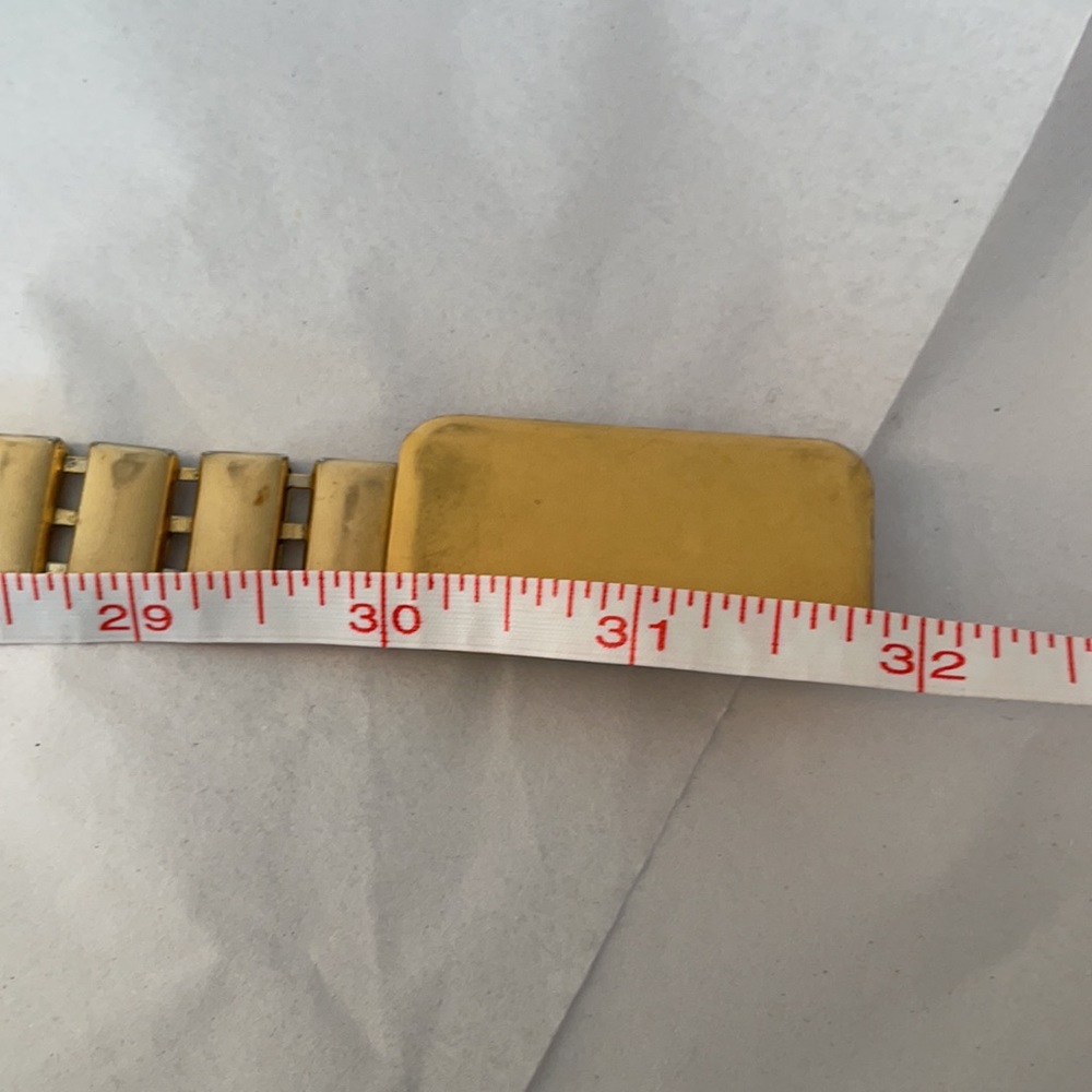 Vintage Mid-Century Metallic Gold Chain Belt w/Cream Stone Accent - Picture 11 of 11